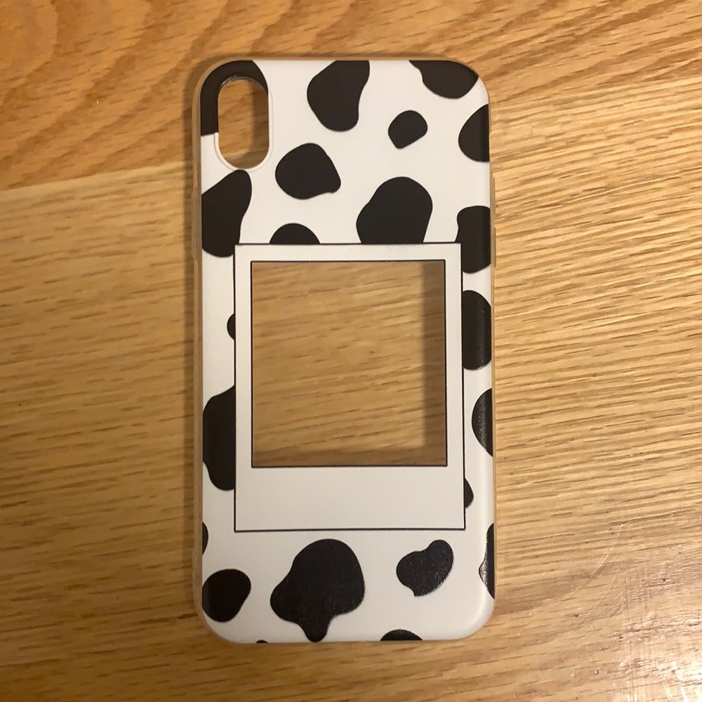 iPhone XR cow print Polaroid phone case